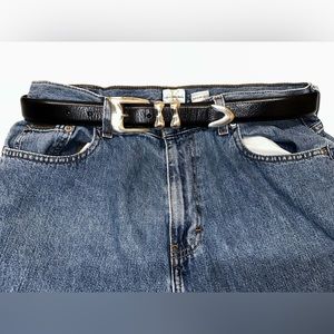 Vintage Black Tulliani Leather Belt